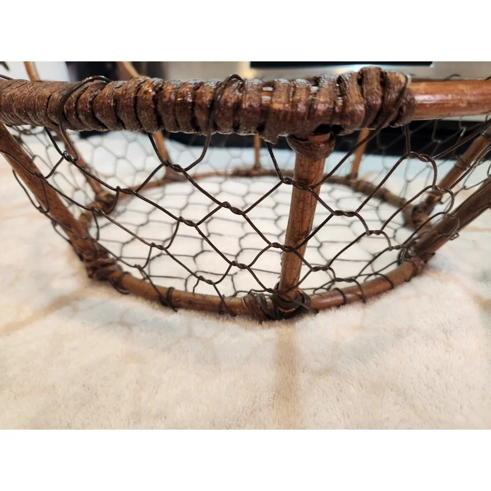 Rustic Round‎ Chicken Wire Twig Branch Wood Basket